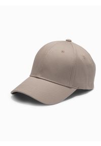 Ombre Clothing - Jednokolorowa czapka męska z daszkiem bejsbolówka – popielata V7. Kolor: szary. Materiał: bawełna. Wzór: ze splotem. Styl: klasyczny, sportowy, casual