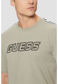 Guess - GUESS Zielony t-shirt męski Arlo. Kolor: zielony #3