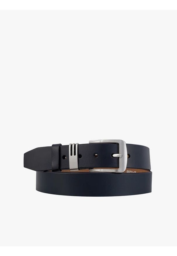 Ryłko - Granatowy pasek ze skóry licowej. Kolor: niebieski. Materiał: skóra. Styl: klasyczny, street, elegancki