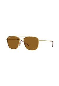 Ray-Ban okulary przeciwsłoneczne męskie kolor złoty. Kształt: prostokątne. Kolor: złoty #3