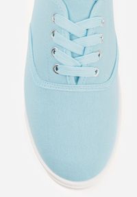 Born2be - Niebieskie Tenisówki na Płaskiej Podeszwie ze Sznurowaniem i Okrągłym Noskiem Ezoma. Wysokość cholewki: przed kostkę. Nosek buta: okrągły. Kolor: niebieski. Wzór: kropki. Obcas: na płaskiej podeszwie #4