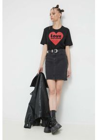 Love Moschino t-shirt bawełniany kolor czarny. Okazja: na co dzień. Kolor: czarny. Materiał: bawełna. Wzór: nadruk. Styl: casual #5
