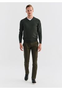 Pako Lorente - PAKO LORENTE – Zielone spodnie męskie o kroju Slim Fit. Kolor: zielony. Materiał: bawełna, elastan. Wzór: gładki. Styl: klasyczny