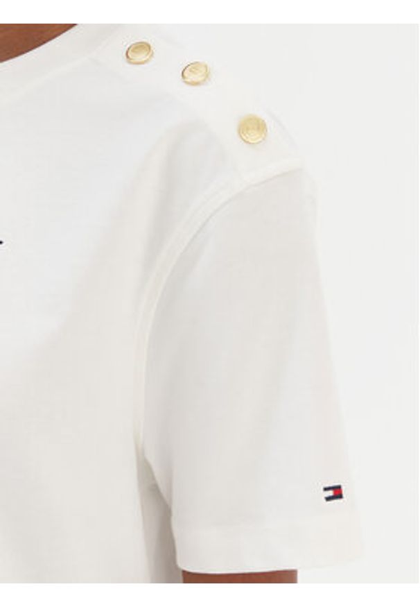 TOMMY HILFIGER - Tommy Hilfiger T-Shirt Script WW0WW47819 Écru Regular Fit. Materiał: bawełna
