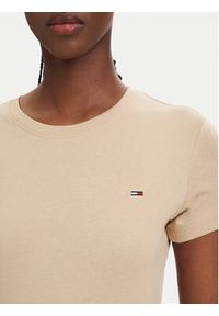 Tommy Jeans T-Shirt DW0DW20459 Beżowy jasny Slim Fit. Kolor: beżowy. Materiał: bawełna #3