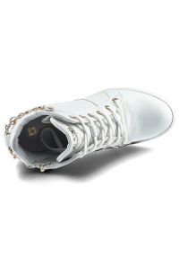 Białe Sneakersy Carinii Damskie Stylowe Obuwie. Kolor: biały. Materiał: jeans, skóra. Szerokość cholewki: normalna. Obcas: na koturnie. Styl: elegancki #10