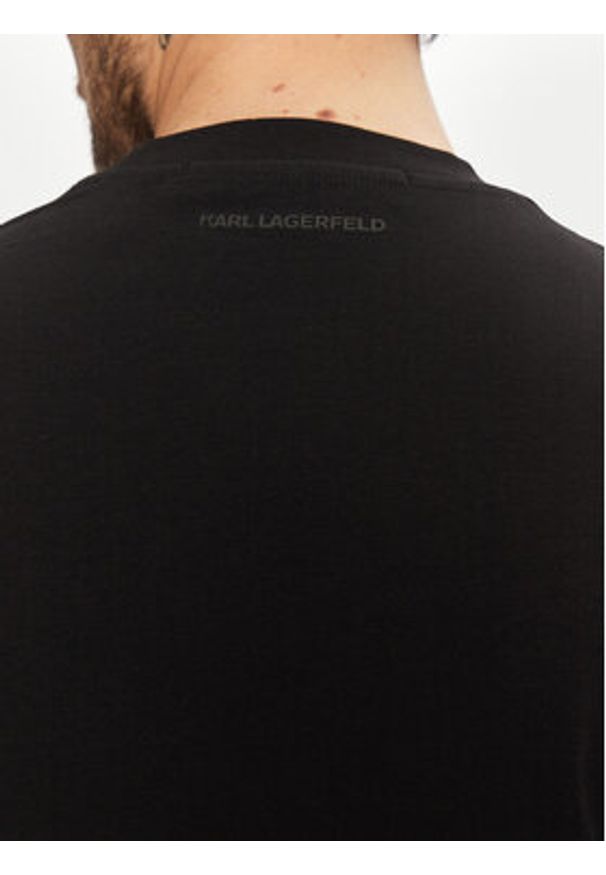 Karl Lagerfeld - KARL LAGERFELD T-Shirt 755198 551221 Czarny Regular Fit. Typ kołnierza: dekolt w karo. Kolor: czarny. Materiał: bawełna
