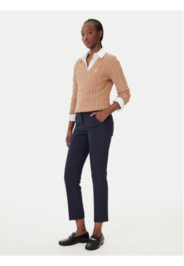 Polo Ralph Lauren Sweter 211B16797001 Beżowy Slim Fit. Typ kołnierza: polo. Kolor: beżowy. Materiał: bawełna