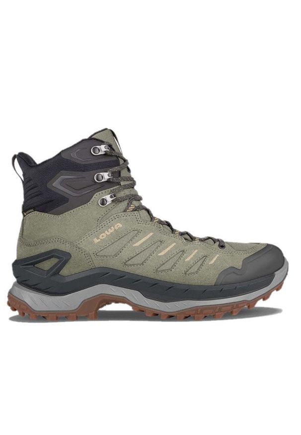 Buty trekkingowe męskie Lowa Innovo Mid Gtx. Wysokość cholewki: za kostkę. Kolor: zielony. Materiał: zamsz, materiał, syntetyk. Szerokość cholewki: normalna