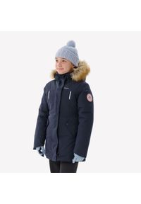 quechua - Parka turystyczna dla dzieci NH900 wodoodporna. Typ kołnierza: kołnierzyk stójkowy. Kolor: wielokolorowy, różowy, niebieski. Materiał: futro. Sezon: zima. Styl: elegancki