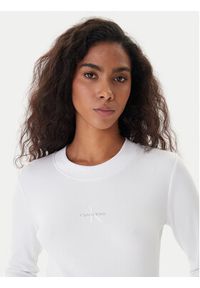 Calvin Klein Jeans Bluzka Monogram LV047A803G Biały Slim Fit. Kolor: biały. Materiał: bawełna #4