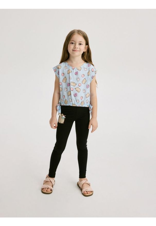 Reserved - Legginsy Pusheen - czarny. Kolor: czarny. Materiał: bawełna, dzianina