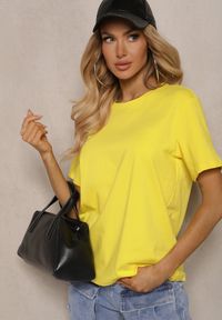 Renee - Żółty T-shirt z Krótkim Rękawem i Okrągłym Dekoltem Volksa. Kolor: żółty. Długość rękawa: krótki rękaw. Długość: krótkie #2