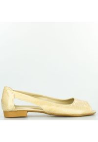 Inna - Sandały baleriny holograficzne białe złote Optimo-39. Kolor: złoty, biały, wielokolorowy. Materiał: materiał. Styl: elegancki #1