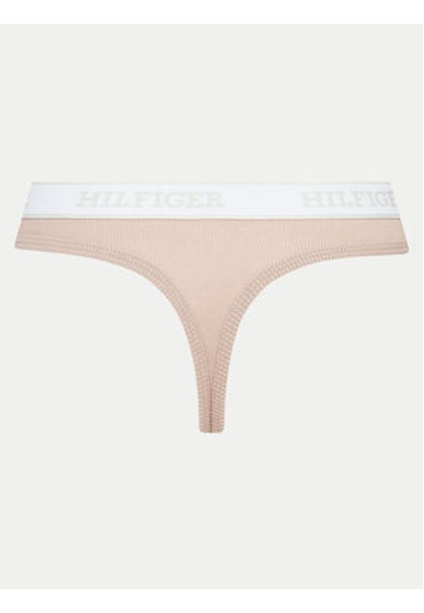TOMMY HILFIGER - Tommy Hilfiger Stringi UW0UW05539 Beżowy. Kolor: beżowy. Materiał: bawełna