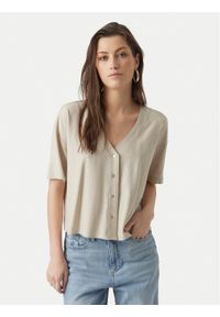 Vero Moda Bluzka Jesmilo 10279696 Beżowy jasny Regular Fit. Kolor: beżowy. Materiał: len, wiskoza #1