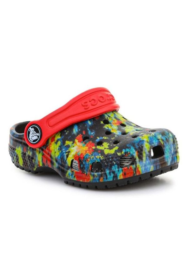 Klapki Crocs Classic Tie Dye Graphic Kids Clog T Jr 206994-4SW wielokolorowe. Kolor: wielokolorowy. Materiał: syntetyk, materiał. Wzór: kolorowy. Sezon: lato. Styl: młodzieżowy, klasyczny