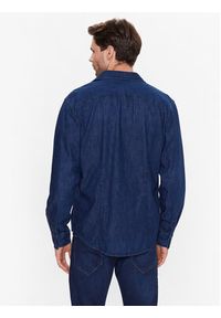 Sisley Koszula jeansowa 5FV6SQ017 Granatowy Regular Fit. Kolor: niebieski. Materiał: jeans, bawełna