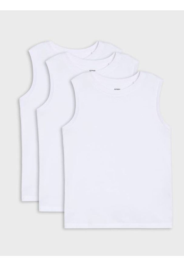 Sinsay - Bawełniana koszulka na ramiączkach 3 pack - biały. Kolor: biały. Materiał: bawełna. Długość rękawa: na ramiączkach