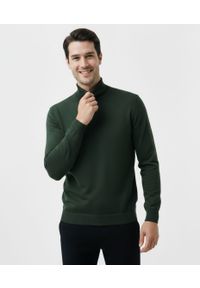 Golf Elegancki, Modny Męski - Brave Soul - 100% BAWEŁNA - Khaki. Typ kołnierza: golf. Kolor: brązowy. Materiał: bawełna. Sezon: zima, jesień. Styl: elegancki #4