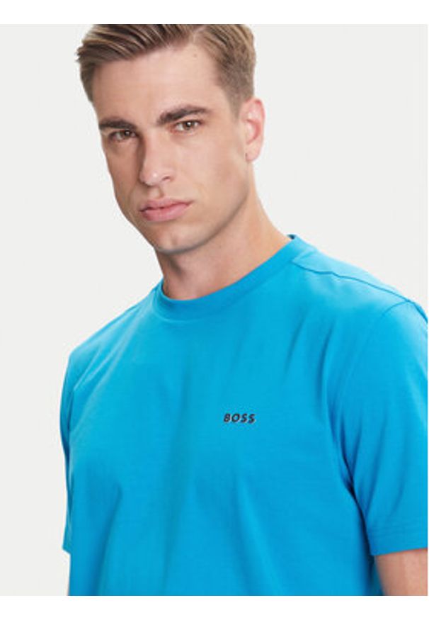 BOSS T-Shirt 50506373 Turkusowy Regular Fit. Kolor: turkusowy. Materiał: bawełna