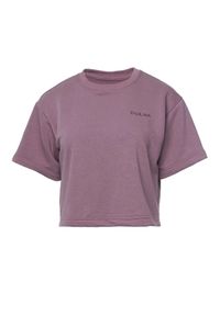 DOLLINA - Fioletowy t-shirt Lozza. Kolor: różowy, wielokolorowy, fioletowy. Materiał: materiał. Wzór: aplikacja