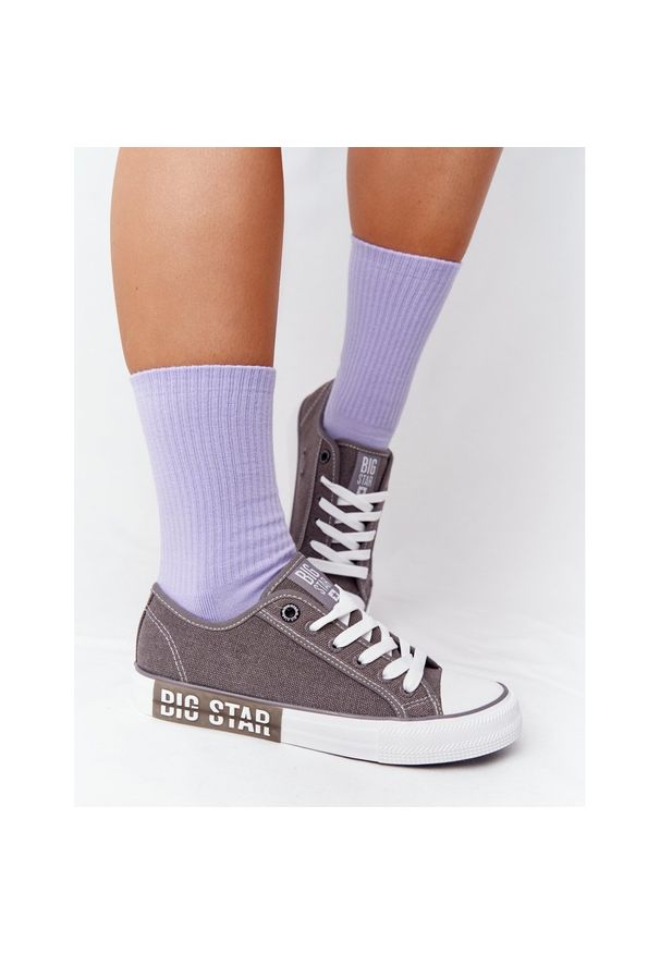 Big-Star - Damskie Trampki Big Star HH274116 Szare. Kolor: szary. Materiał: materiał. Styl: klasyczny