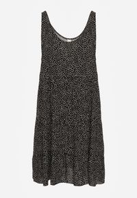 Renee - Czarna Sukienka z Bawełny o Rozkloszowanym Kroju z Falbanami Tessamay. Okazja: na co dzień. Kolor: czarny. Materiał: bawełna. Typ sukienki: rozkloszowane. Styl: casual #5