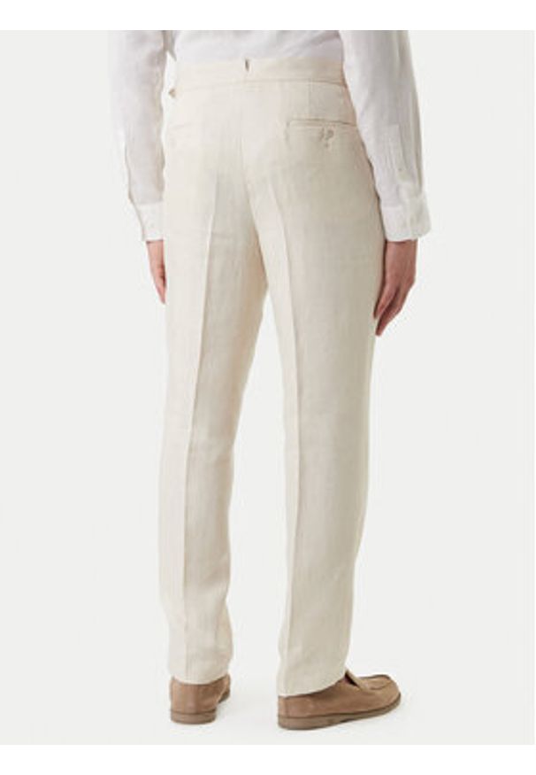 BOSS Spodnie materiałowe H-Perino 50563231 Beżowy Relaxed Fit. Kolor: beżowy. Materiał: len