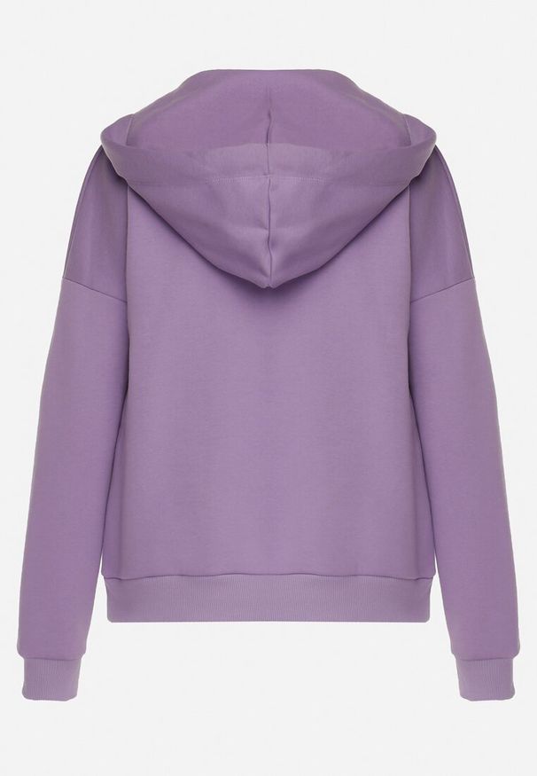 Born2be - Jasnofioletowa Bluza z Kapturem i Ozdobnymi Sznurkami Cebele. Typ kołnierza: kaptur. Kolor: fioletowy. Materiał: tkanina, bawełna. Wzór: aplikacja, kolorowy