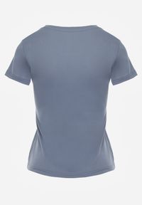 Born2be - Jasnoniebieski Gładki T-shirt o Klasycznym Kroju Lycoris. Okazja: do domu, do pracy, na co dzień. Kolor: niebieski. Materiał: jeans. Wzór: gładki. Styl: klasyczny #3