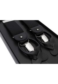 Modini - Czarne szelki męskie do spodni na guziki G1. Kolor: czarny. Materiał: skóra, guma #1