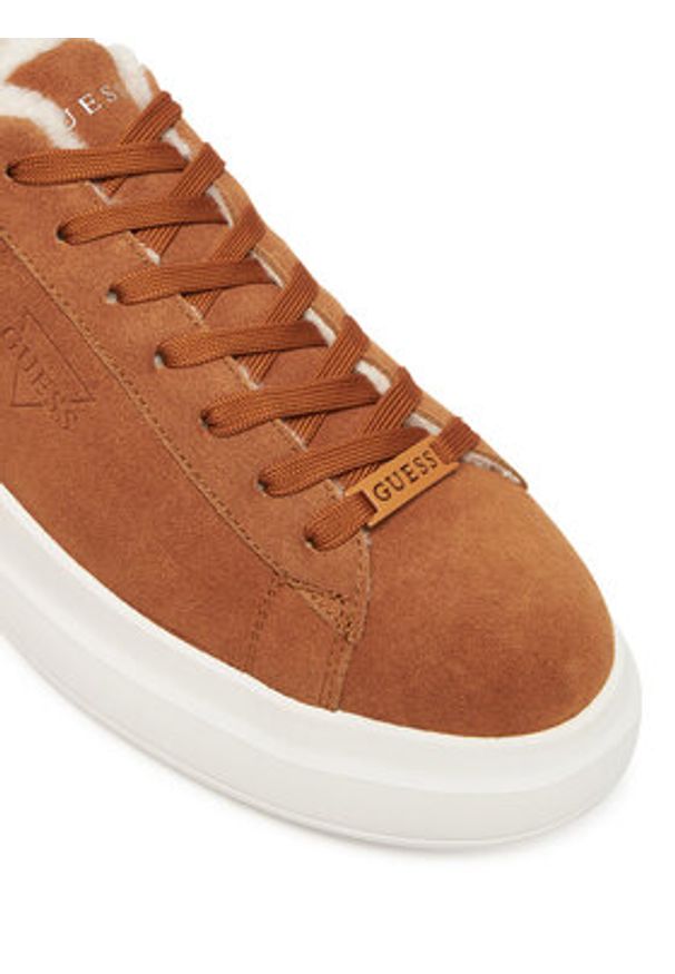 Guess Sneakersy FMFBAN LEP12 Brązowy. Kolor: brązowy. Materiał: skóra, zamsz