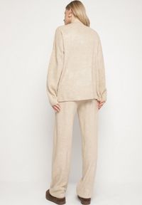 Born2be - Jasnobeżowy Dzianinowy Komplet z Wełną Spodnie i Sweter Tesira. Kolor: beżowy. Materiał: wełna, dzianina #7