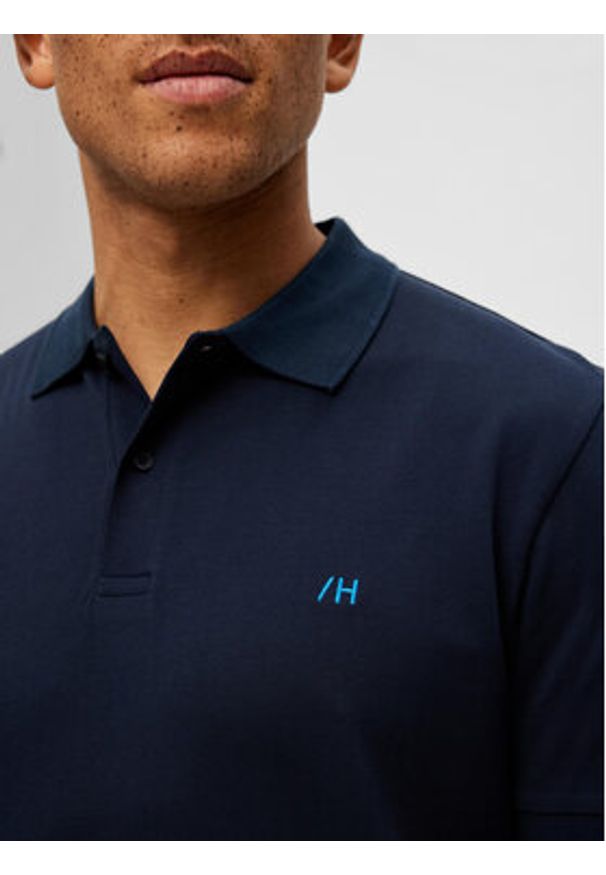 Selected Homme Polo 16087839 Granatowy Regular Fit. Typ kołnierza: polo. Kolor: niebieski. Materiał: bawełna