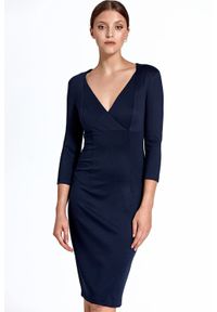 Colett - Elegancka dopasowana ołówkowa sukienka nowoczesny dekolt. Materiał: nylon. Typ sukienki: ołówkowe. Styl: elegancki #1