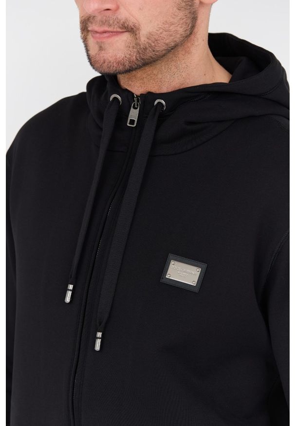 Dolce and Gabbana - DOLCE & GABBANA Czarna męska bluza z kapturem, Rozmiar 52. Typ kołnierza: kaptur. Kolor: czarny