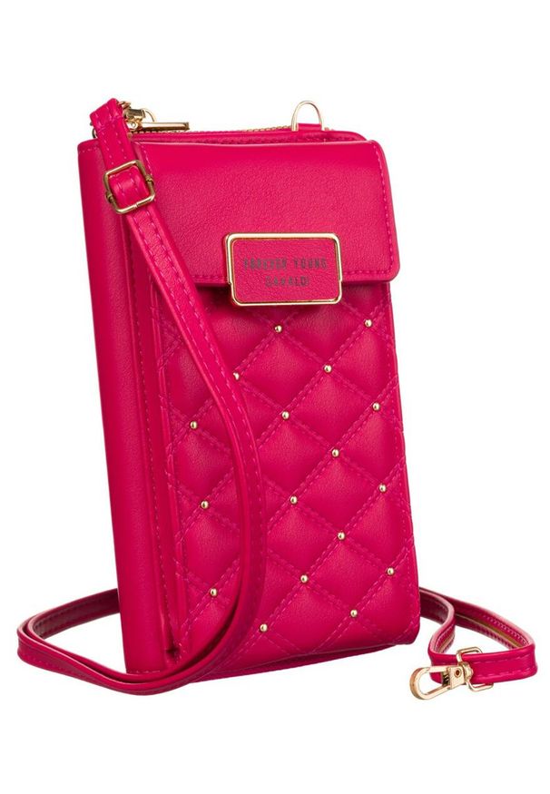 4U CAVALDI - Mini torebka-portfel 4U Cavaldi M-09 fuksja. Kolor: różowy. Materiał: pikowane. Styl: elegancki