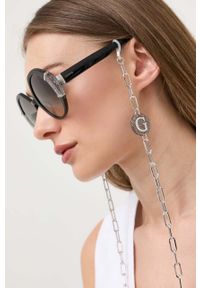Guess okulary przeciwsłoneczne damskie kolor czarny. Kształt: okrągłe. Kolor: czarny #4