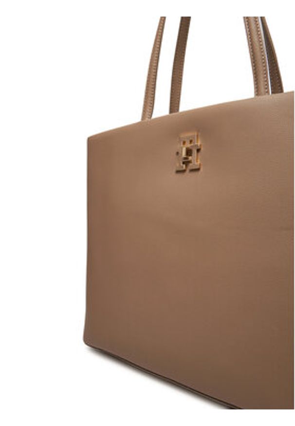 TOMMY HILFIGER - Tommy Hilfiger Torebka Th Modern Tote AW0AW17528 Beżowy. Kolor: beżowy. Materiał: skórzane