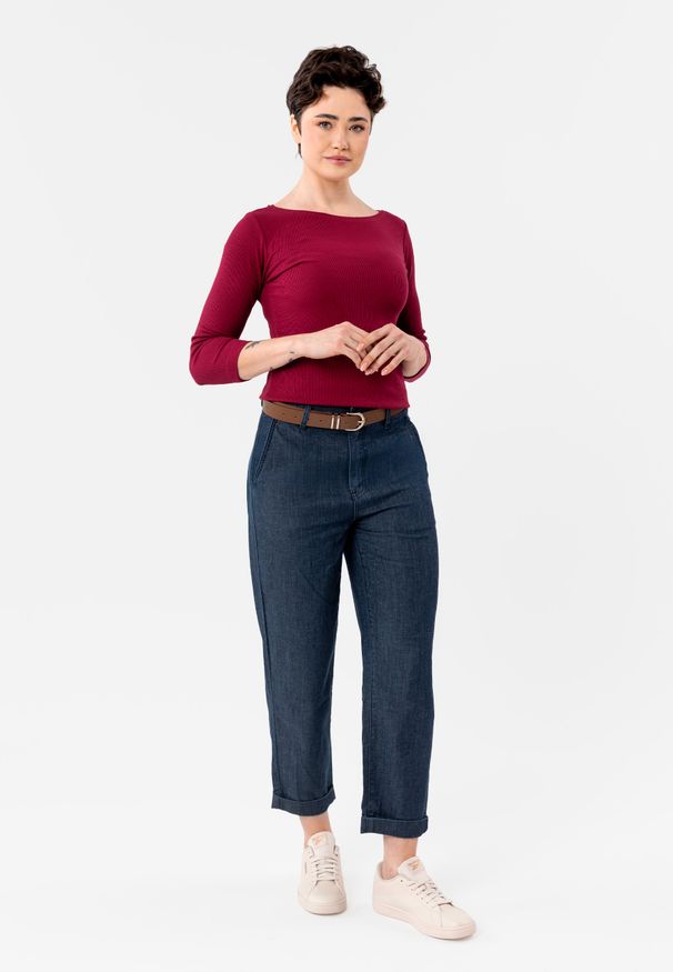 Volcano - Luźne spodnie denimowe R-ALYA. Okazja: na co dzień. Materiał: materiał, poliester, bawełna, wiskoza, jeans. Styl: casual, klasyczny