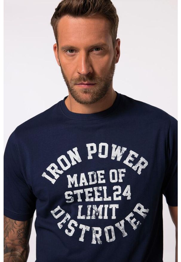 JAY-PI - Męski T-shirt Iron Anvil fitness rękaw 1/2 szybkoschnący do roz. 7XL. Kolekcja: plus size. Kolor: niebieski. Materiał: materiał, poliester, bawełna. Sport: fitness
