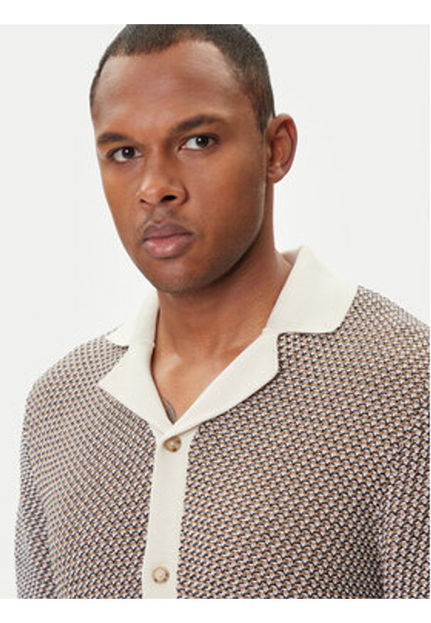 BOSS Kardigan C-Iconico 50543163 Beżowy Relaxed Fit. Kolor: beżowy. Materiał: bawełna