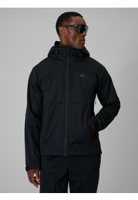 4f - 4F Kurtka softshell wiatroodporna membrana 8000 męska - czarna 3XL. Typ kołnierza: kołnierzyk stójkowy. Kolor: czarny. Materiał: softshell. Długość: długie. Sport: wspinaczka, turystyka piesza #1