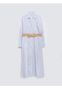 Big-Star - Sukienka damska midi koszulowa w paski jasnoniebieska Merinsa 400. Okazja: na co dzień. Kolor: niebieski. Materiał: bawełna, tkanina. Długość rękawa: długi rękaw. Wzór: paski. Typ sukienki: koszulowe. Styl: casual, klasyczny, elegancki. Długość: midi #7