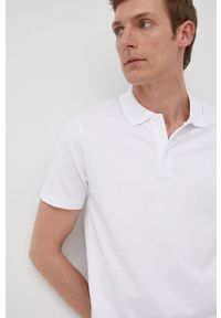 Karl Lagerfeld polo męski kolor biały z aplikacją. Typ kołnierza: polo. Kolor: biały. Materiał: materiał. Długość: krótkie. Wzór: aplikacja