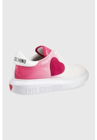 Love Moschino buty kolor biały. Nosek buta: okrągły. Kolor: biały. Materiał: guma. Obcas: na platformie #4