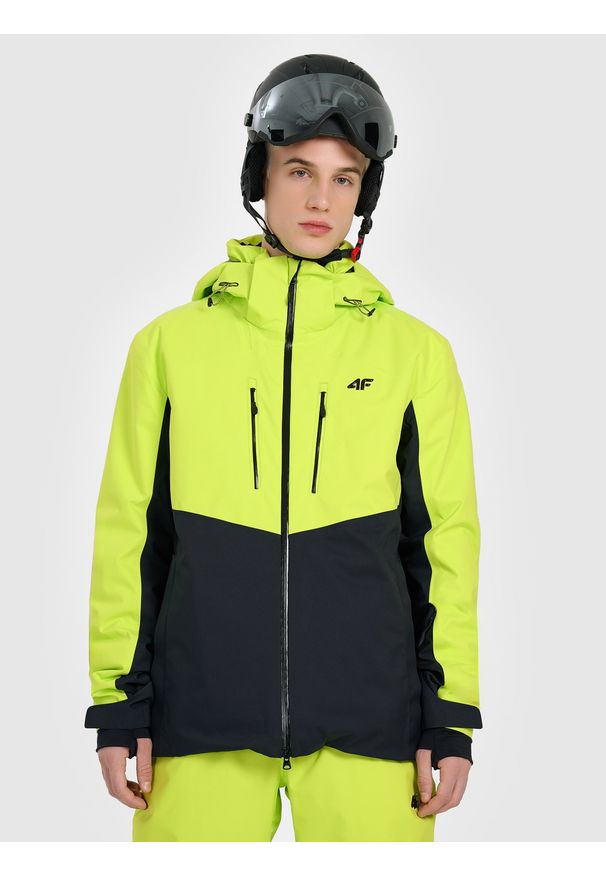 4f - 4F Kurtka narciarska membrana Dermizax 20000 z wypełnieniem Primaloft Black męska - zielona L. Typ kołnierza: kołnierzyk stójkowy. Kolor: żółty. Materiał: mesh. Sezon: zima. Styl: klasyczny