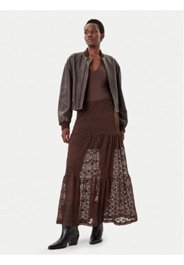 only - ONLY Spódnica maxi Luna 15353206 Brązowy Regular Fit. Kolor: brązowy. Materiał: bawełna, syntetyk