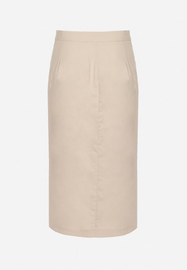 Born2be - Jasnobeżowa Spódnica Trapezowa Wimlea. Okazja: na co dzień. Kolor: beżowy. Styl: klasyczny, casual, elegancki